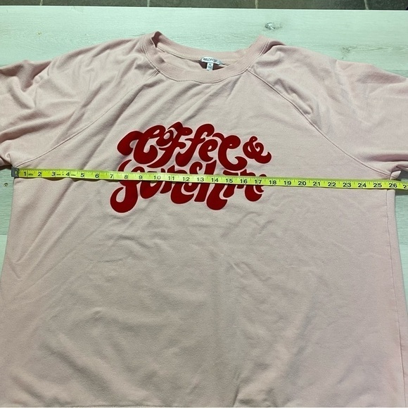 Wild Fox Coffee & Sunshine Crewneck Lightweight Sweatshirt, Pink/Red, Size XL - Picture 8 of 10
